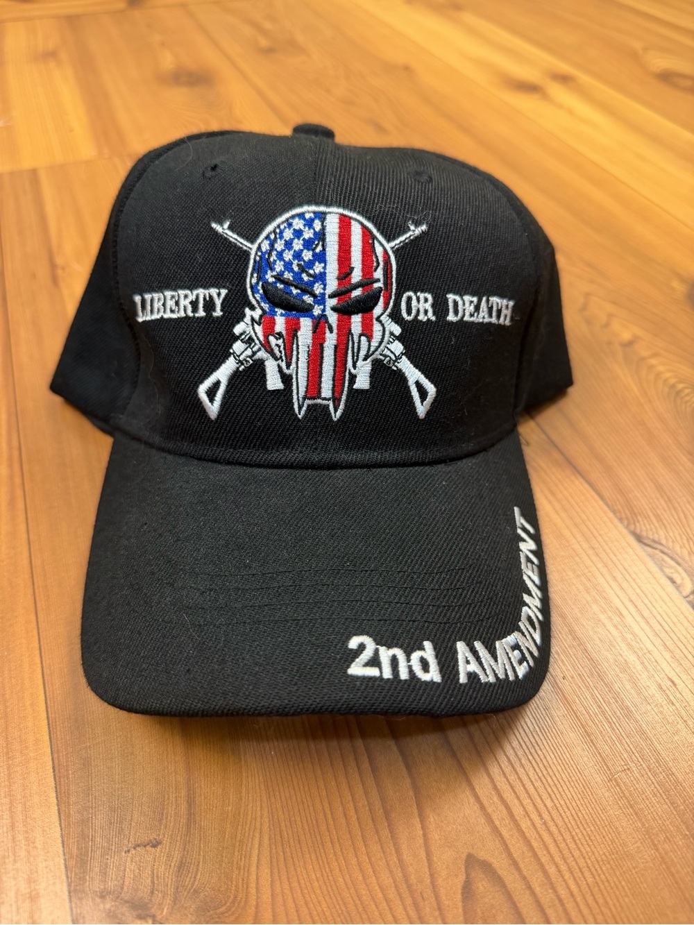 2nd Amendment Velcro Hat Black Liberty or Death Punisher Skull Flag Cap USA